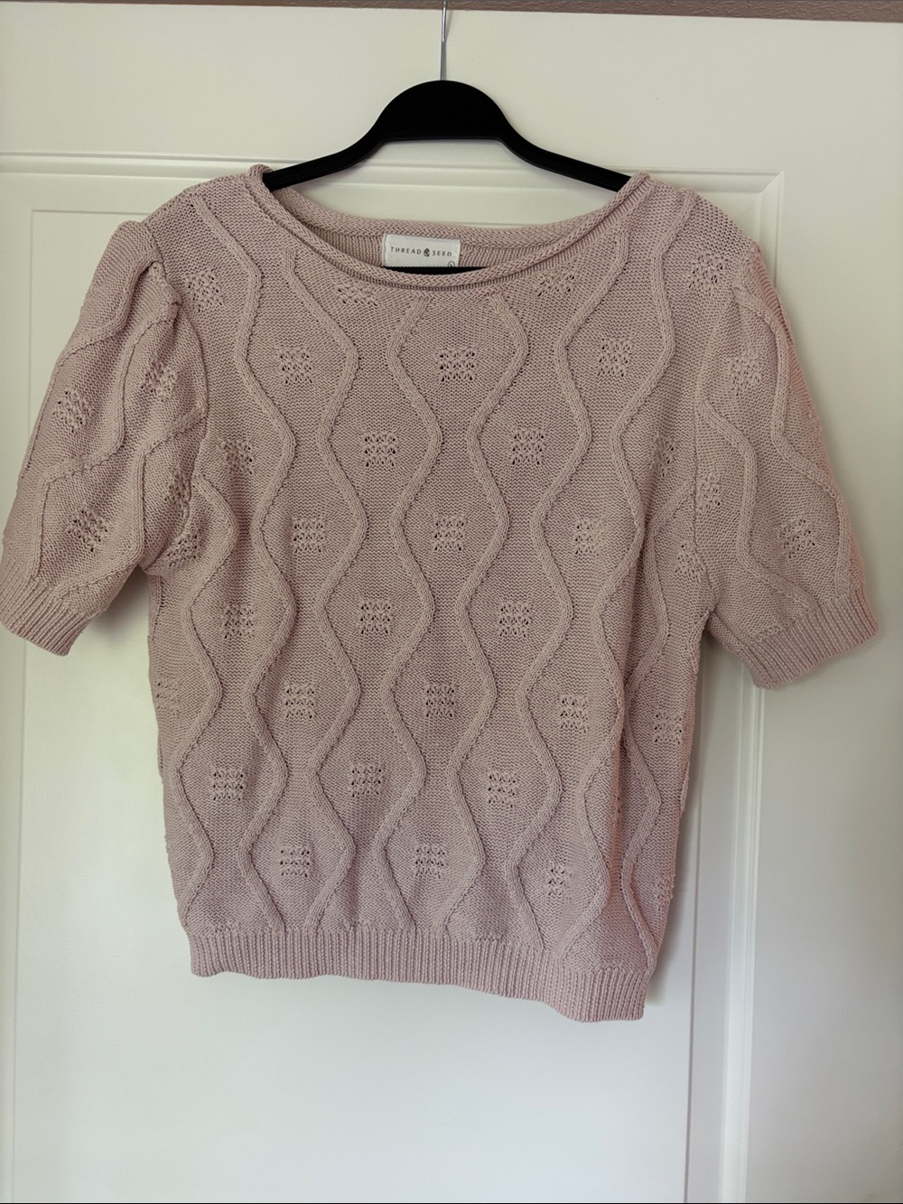 Thread and Seed Pink Short Sleeve Knit Sweater